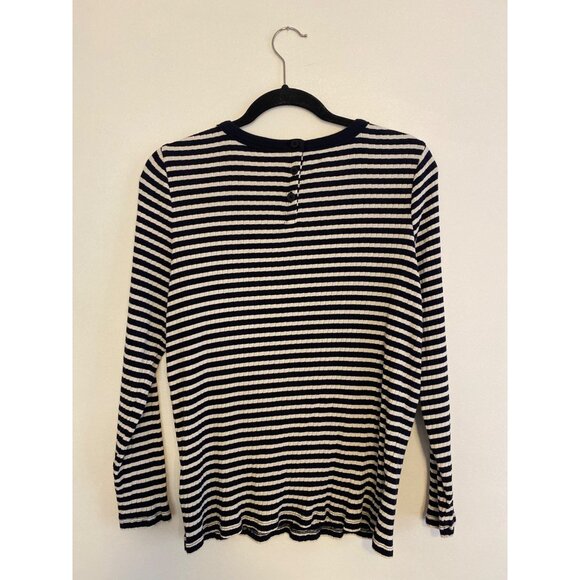 Talbots Plus Women's Navy & White Striped Ribbed Long Sleeve Stretch Top Size 1X - Picture 3 of 4